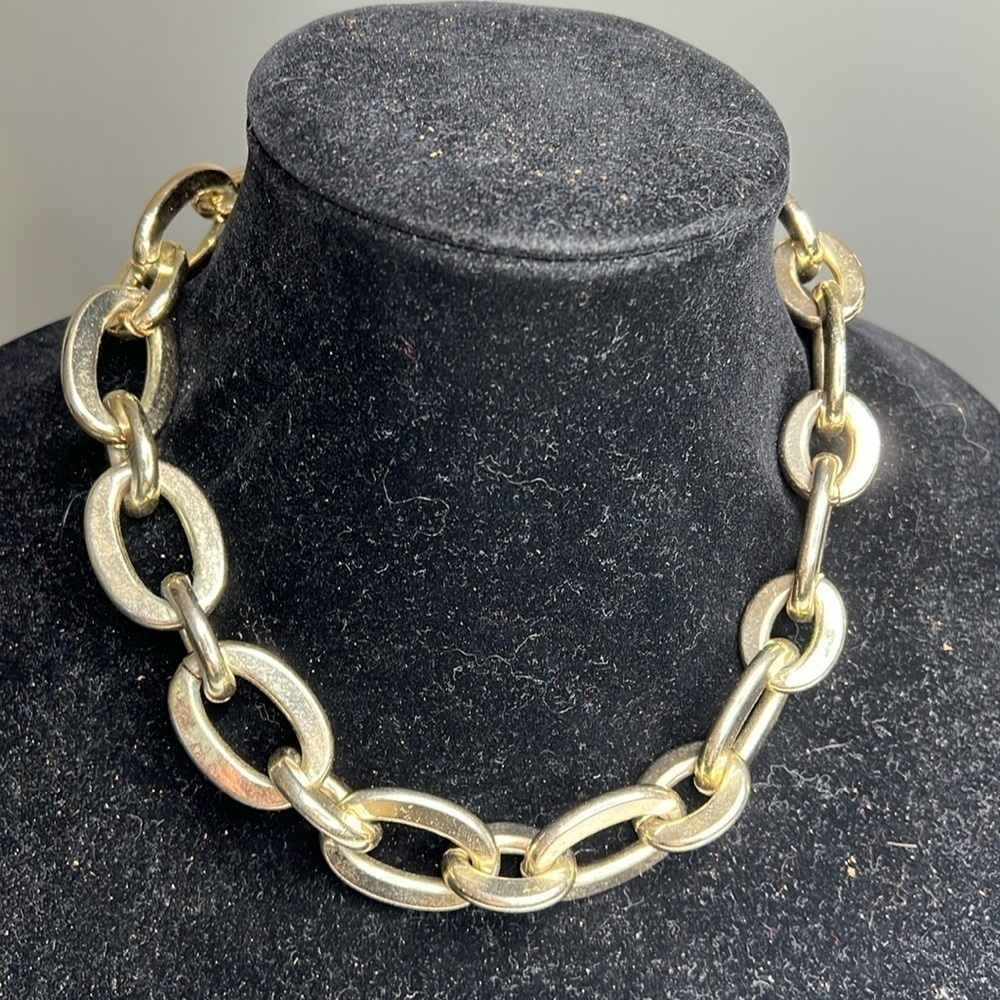 Goldtone Metal 16” Chunky Geometric Chain Link Necklace